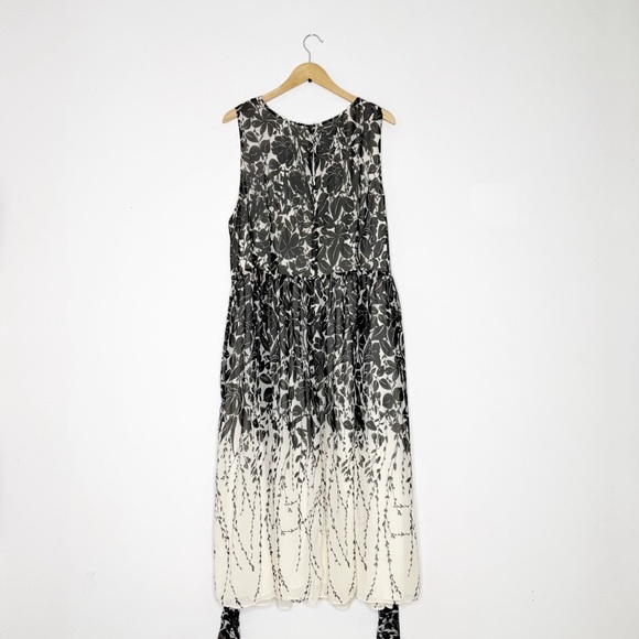 Talbots Plus Black White Floral Sleeveless Midi Dress 22W NWT - Picture 3 of 7